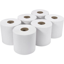 Officely Centrefeed White Rolls - 2 Ply Heavy Duty Industrial Towels - 150 Metres (Pack of 6)