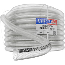 25mm (1") Clear Braided PVC Hose Pipe - Heavy Duty, Water, Airline, Compressor, Food Grade 10m Length