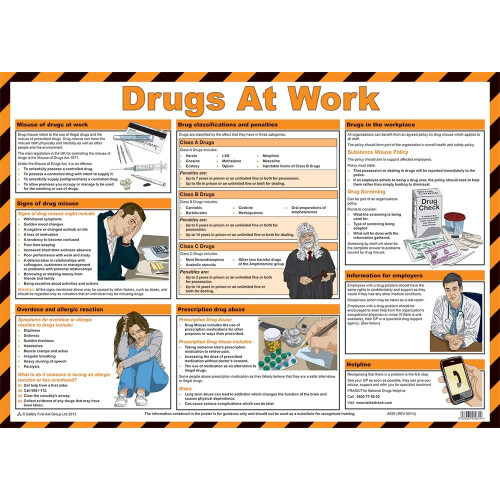 Safety First Aid Group Drugs at Work Poster - Laminated (59 x 42 cm)