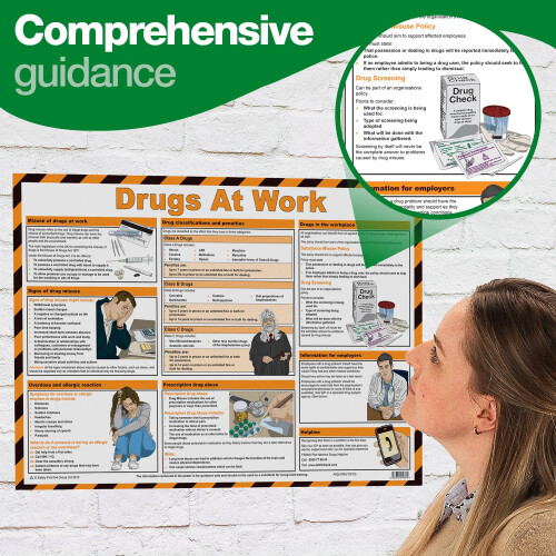 Safety First Aid Group Drugs at Work Poster - Laminated (59 x 42 cm) 1