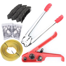 Anmas Power Packaging Strapping kit - Strapping Tensioner with Sealer, 100m Packing Belt, 100 Metal Seal Clips, 100 Corner Protectors, Strapping Band