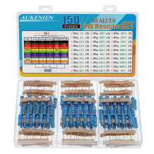 AUKENIEN 3W Resistor Kit 30 Values 150pcs 3 Watt Metal Film Fixed Resistors Assortment Pack 1 to 1M Ohm Common Industrial Electrical 3watt Assorted R