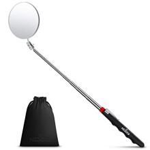 NoCry Heavy Duty Telescoping Inspection Mirror — 3.23 Inch Round Mirror on a Stick; Extends Up to 30in; Non-Slip Handle; 360 Swivel Head