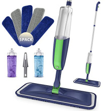Dry Wet Mops for Floor Cleaning Microfiber Spray Mops - MEXERRIS Dust Hardwood Floor Mop with 2 Refillable Bottle and 5 Washable Microfiber Pads Flat