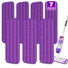 7 Pack Reusable Microfibre Mop Pads for Spray Mops - MEXERRIS Spray Wet Mop Pads Washable Reusable for 13''-15'' Spray Floor Mops - Mopping Pads for