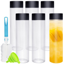 Iceten 6-Pack 400ml/13.5oz Clear Plastic Juice Bottles, Wide Mouth, Lightweight, Reusable, Ideal for Juice Shops, Takeaway, Bars, Picnics & Everyday