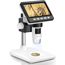 Coin Microscope, Aopick 4.3 Inch USB Microscope with 50X-1000X Magnification, 1080P Digital Microscopes with 8 Adjustable LED Light Microscopes for A