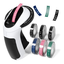 Embossing Label Maker, 3D Vintage Embossed Label Maker Machine, Handheld Omega Embosser Label maker for Home, Office, Outdoor, School, Gifts, Black (
