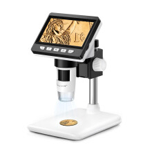 GlobalCrown Digital Microscope for Kids Adults,50-1000X Magnification Microscopes with 4.3 Inch Screen,Coin Microscope with 8 Adjustable LED Light So
