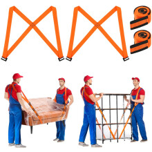 URAQT 2-Person Lifting Straps, 2 Pcs Anti-Slip Moving Straps, Orange, 4.5 cm Width, 800 lbs Load Capacity, Compatible with Various Vehicles