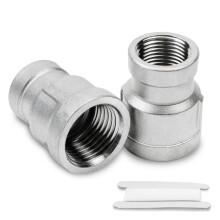 Bwintech 2 Pcs 1/4" Female to 3/4" Female BSP Thread Stainless Steel 304 Hex Bushing Reducing Connector for Pipe Connecting Conversion