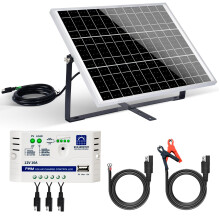 ECO-WORTHY Solar Panel Kit 25W 12V with Mounting Brackets: 25W Solar Panel + 10A Solar Charge Controller + SAE Connection Cable for Boat Motorhome Ch