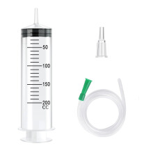 Large Syringe 200ml,Oil Suction Syringe with 1m Soft Tubes, Large Capacity, PP Material,for Industry Lab Syringes Garden Pet Feeding Plant Watering