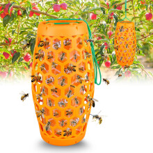 Wasp Trap Bee Trap with Visual Attraction, NonToxic Reusable Yellow Jacket Catcher for Garden Yard Farm (Orange, 1 Pack)