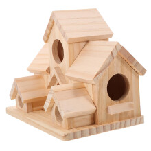 Handmade Rustic Wooden Hummingbird House, Hanging Bird Nesting Box for Garden Outdoor Decor, Easy Install