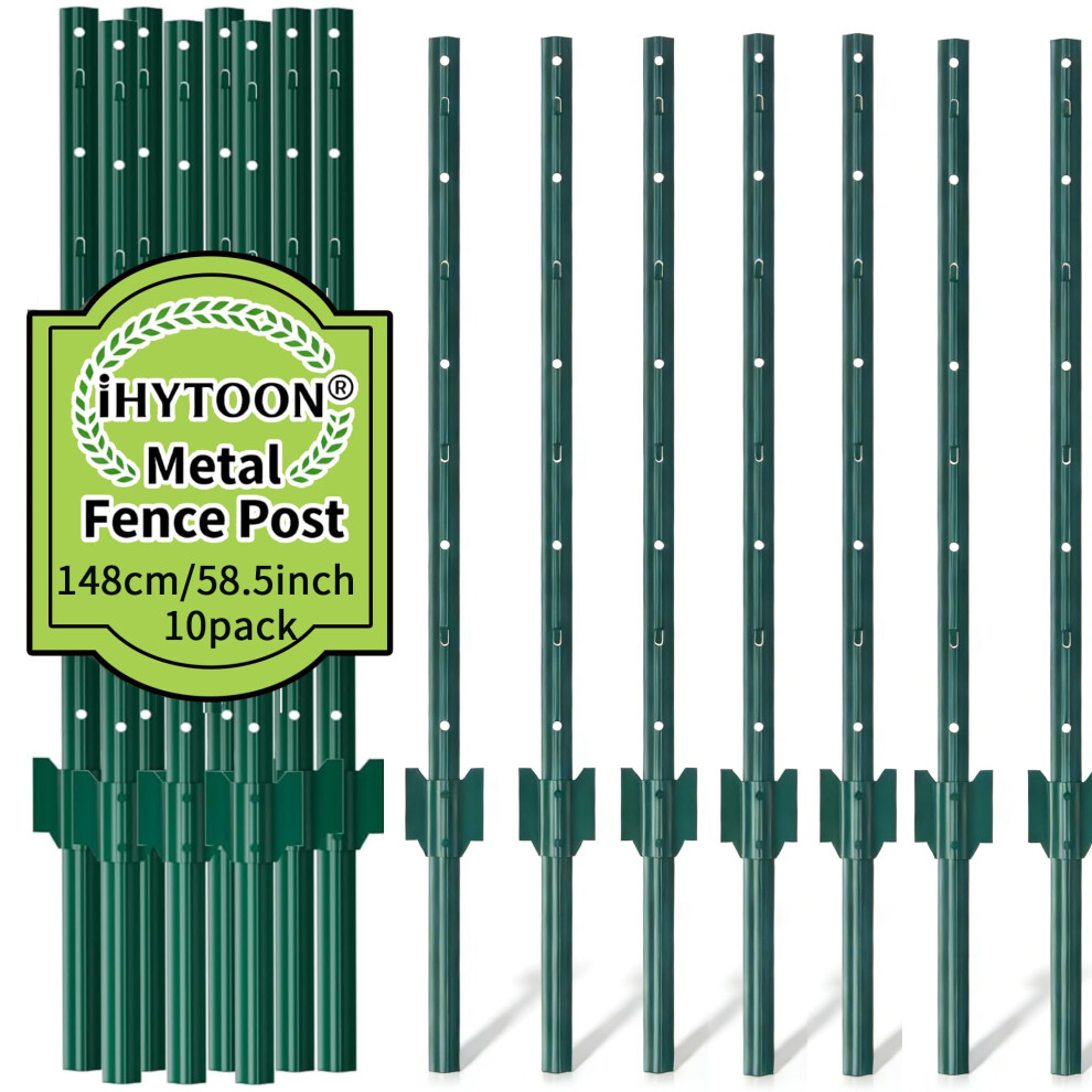 148Cm Fence Postsä¸¨Sturdy And Durable Metal Fence Post - Pack Of 10, No-Dig Garden U Post For Wire Fencing Steel Fencing Poles For Yard, Outdoor (10) 30458833