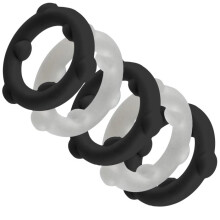 Oxballs Gearheads Mega-Stretch Liquid Silicone Cock Rings Black/Clear (5-Pack)