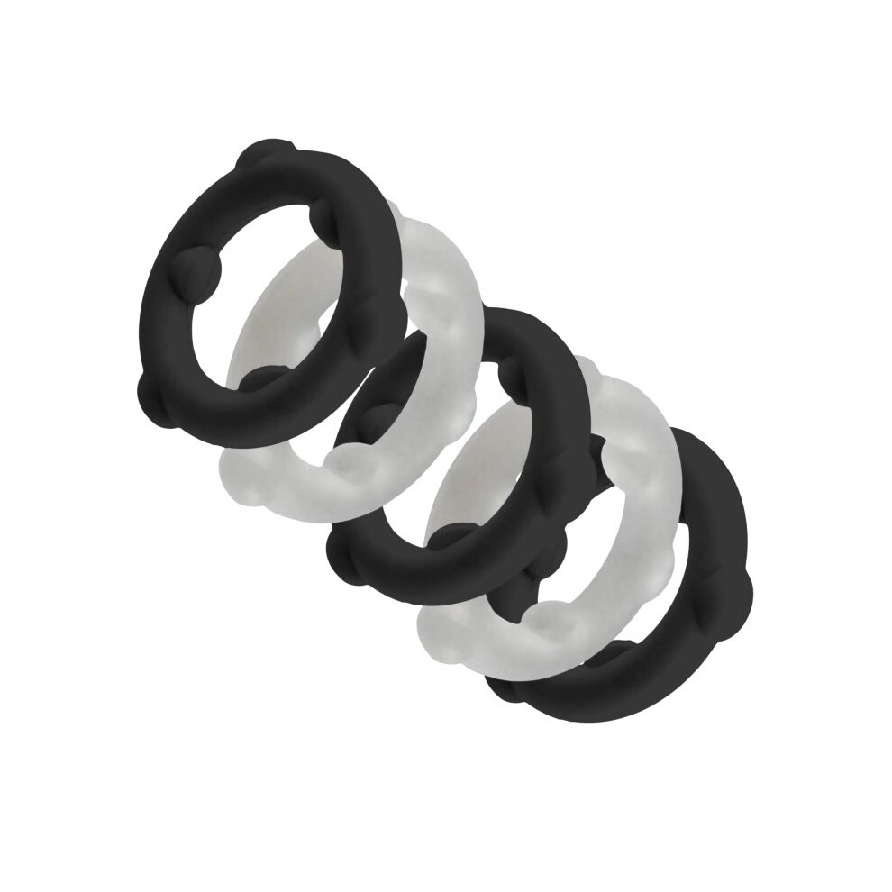 Oxballs Gearheads Mega-Stretch Liquid Silicone Cock Rings Black/Clear (5-Pack)