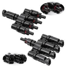 URAQT Solar Panel Connector, 1 Pair 4 to 1 T Branch Parallel Adapter, MFFFF/FMMMM, Professional Solar Cable Joint, IP67 Waterproof for Solar Panels P
