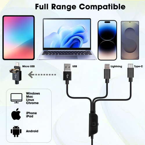 Ninyoon Full HD 1080P USB Digital Microscope Camera for iPhone/iPad Android PC, 50-1000X High Definition Portable Handheld Microscope with Light for 1