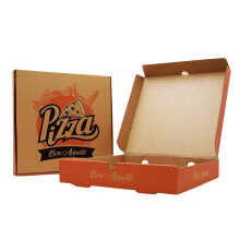 FR Enterprises - 10 inch Printed Cardboard Pizza Boxes - Lightweight Disposable Square Takeaway Pizza Box - Easy to Transport Brown Pizza Style Posta