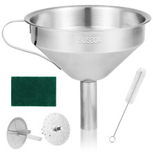 JOREST 5pcs 3d Resin Filter Funnel Kit, Stainless Steel Funnel with Strainer + Cleaning Brush + Scouring Pad, Resin 3d Printer Accessories For Anycub