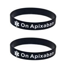 X2 On Apixaban Medical Alert Wristband Bracelet Blood Thinners Blood Clot Silicone Medical ID PACK OF 2 (Large 20cm, x2 Black)