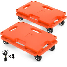 SOLEJAZZ Connectable Dolly - 440 LBS Capacity, Heavy Duty 4 Wheel Cart for Moving Heavy Furniture, Orange, 2 Pack
