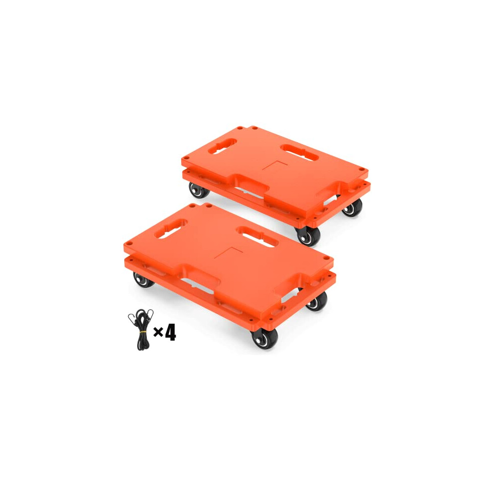 Solejazz Connectable Dolly - 440 Lbs Capacity, Heavy Duty 4 Wheel Cart For Moving Heavy Furniture, 2 Pack Orange 95265971