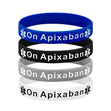 On Apixaban Medical Alert Wristband Bracelet Blood Clot ID Silicone UK (Pack of 4) (Large 20cm)