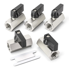 Bwintech 2 Pcs 3/8" BSP Female Nickel Plated Brass Mini Ball Valve Shut-Off Valve