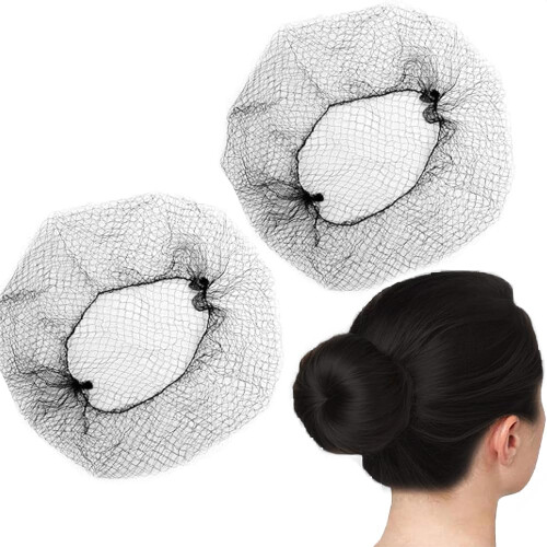 Nylon Sleep Hair Net for Sleeping – Elastic Edge, Breathable Mesh for Buns, Black 2‑Pack 1