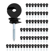 QWORK 60Pcs Electric Fencing Ring Insulators, Wire Mesh Ring Insulator, Wooden Post Insulator Screw-in, for Ropes, Wires and Strands.