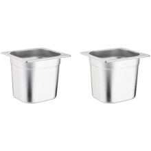 Vogue Gastronorm Pan 1/6, Stainless Steel Tray, Depth: 150 mm, Capacity: 2.2 Litres, Hot and Cold Food Storage Container, Bain Marie Compatible, Lid