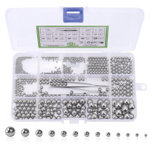 600Pcs Ball Bearings, Stainless Steel Ball Bearing, 13 Sizes Metric Precision Metal Bearing 2-10mm, Round Polished Ball Bearing Assortment Kit for Bi