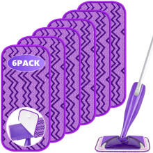Reusable Mop Refill Pads for Flash Powermop: 6 Pack Microfibre Wet Wipes Dry Cloths Replacements for Power Spray Mop & Swiffer WetJet - Household Kit