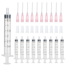 20 Pcs 3ml Syringe, Plastic Syringes with Needle Blunt Sterile Syringe with Caps, Individual Packaging, Liquid Measuring Tool for Lab, Industrial, Fe