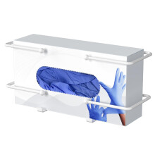 Glove Box Dispenser Wall Mount: White Glove Holder for Disposable Glove Box & Tissue Box, Glove Box Organizer for Lab, Kitchen, Medical Glove Holder