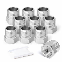 ERGAOBOY 10 Pcs 304 Stainless Steel Reducer Hex Bushing, 1/2" BSP Male to 3/8" BSP Female Pipe, Reducing Forging Pipe Adapter Fitting for Water Oil A