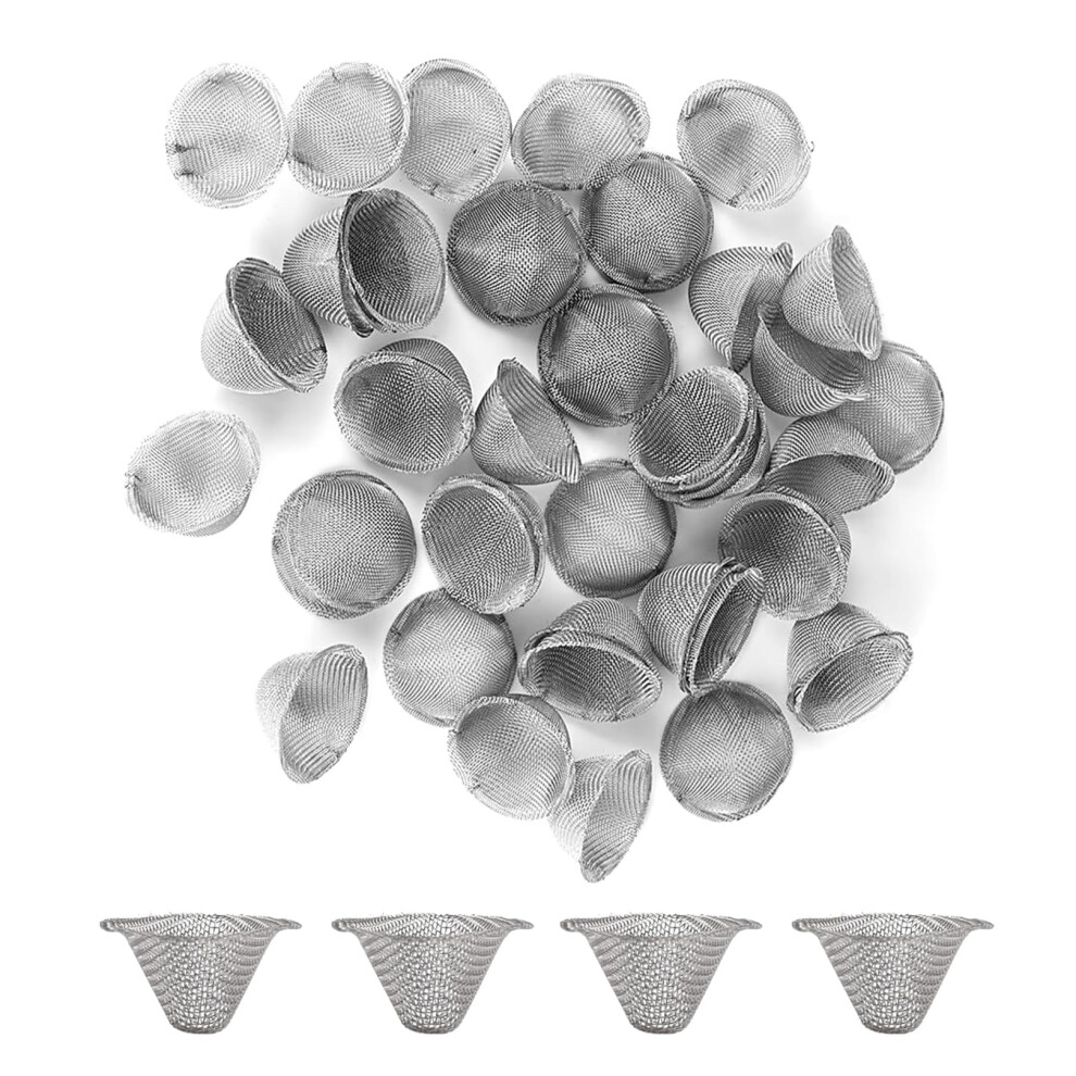 Jeufun 40 Pcs Stainless Steel Pipe Screens Filter,Adjustable Size Metal Wire Mesh Filter Reusable Tube Ball Screen,Bowl Mesh Gauzes Reusable Mesh Bowl Scree