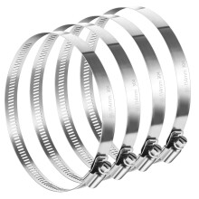 RENKE - Pack of 4 Large Adjustable 304 Stainless Steel Hose Clamps (91-114mm) for HVAC, Passive Vents, and Air Conditioning Systems,Hose Clips,Hose c
