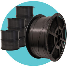 Triplast Polypropylene Hand Strapping Coil (12mm x 1000m, 310kg Break Strain) - Heavy Duty Black Pallet Strapping with Plastic Reel for Securing Heav