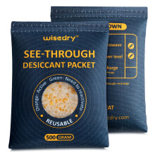 Wisedry See-Through Silica Gel Packets [2 x 500g], Color-Indicating Desiccant Packs for Storage, Reusable Safe Dehumidifier, Heat Resistant Dehumidif