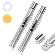 Flintronic 2PCS Diagnostic Medical Penlight, Rechargeable USB LED Pen Torch, Pen Torches with Pupil Gauge and Clip, First Aid Pupil Gauge Doctors Nur