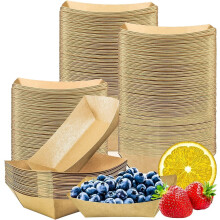 AMD Nexus 1000 X Small Kraft Paper Food Trays 16x12cm | Brown Cardboard Serving Plates Recycled Takeaway Boxes | Kraft Containers Holder Baskets for
