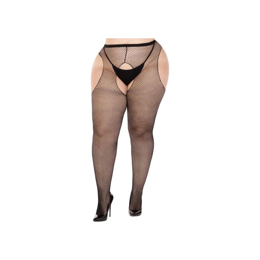 Leg Avenue Plus Fishnet Suspender Pantyhose Queen Black