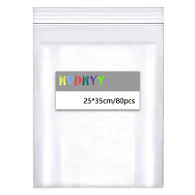 HVDHYY 25 * 35cm A4 Plastic Bags 80pcs,Resealable Clear Bags, Thickening Sealed Storage Bag Suitable for Storage and Classification of Household Kitc