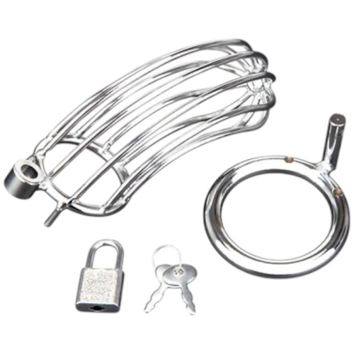 Blue Line Prisoner Cock Cage Silver 2