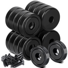 Aenienoe 18 Pack Neodymium Magnets Strong 30lb Pulling Force 20mm with Countersunk Hole and Screws Extra Strong Magnets Black