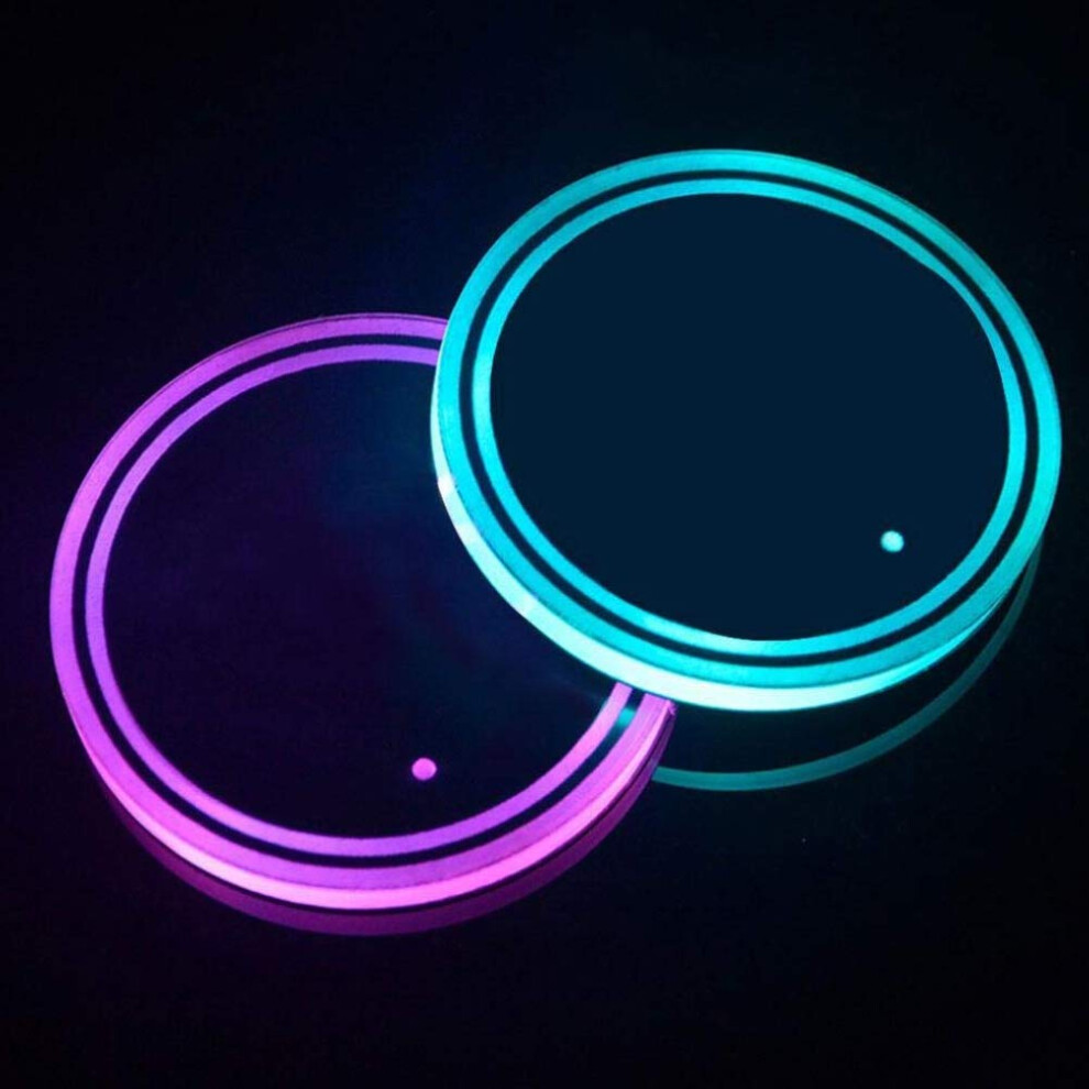 Led Car Cup Holder Lights 2Pcs Usb Rechargeable 7Color Ambient Lighting Coasters With Sensor 9113335617667